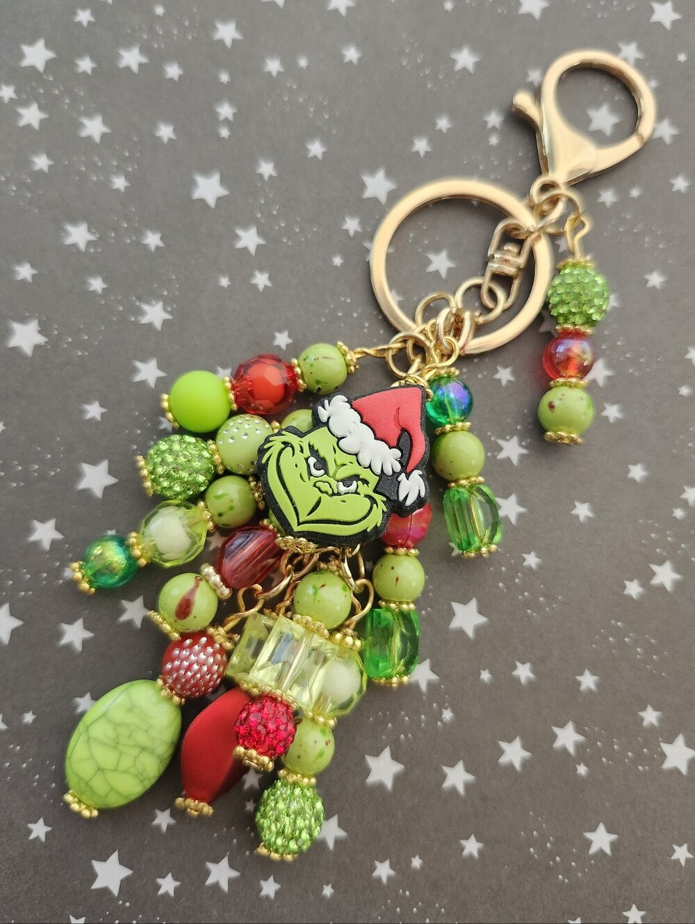 Grinch Purse Charm or FOB Keychain Accessory Handcrafted